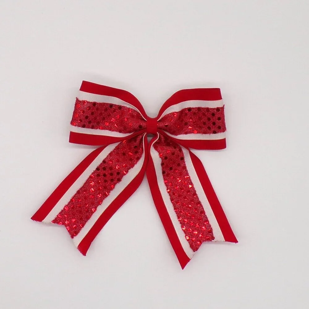 Cheer Hair Bow Lot Of 6 Girls Ribbon Bows Holiday Pageant Dance 7